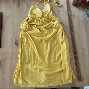 Sundry Vibrant Yellow Halter Top Gathered Dress